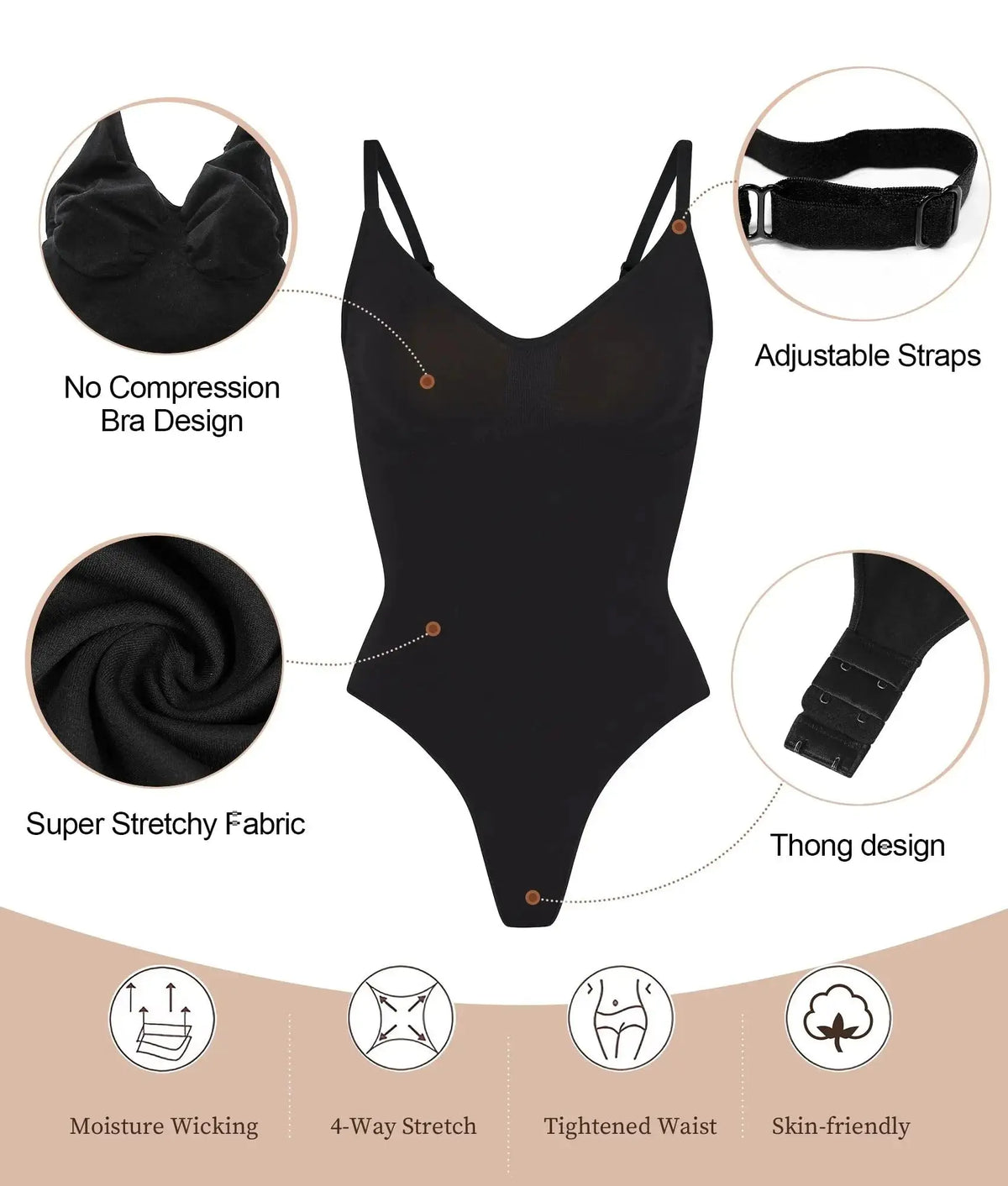 Women's Seamless Shapewear Bodysuit – Sculpting Support Design
