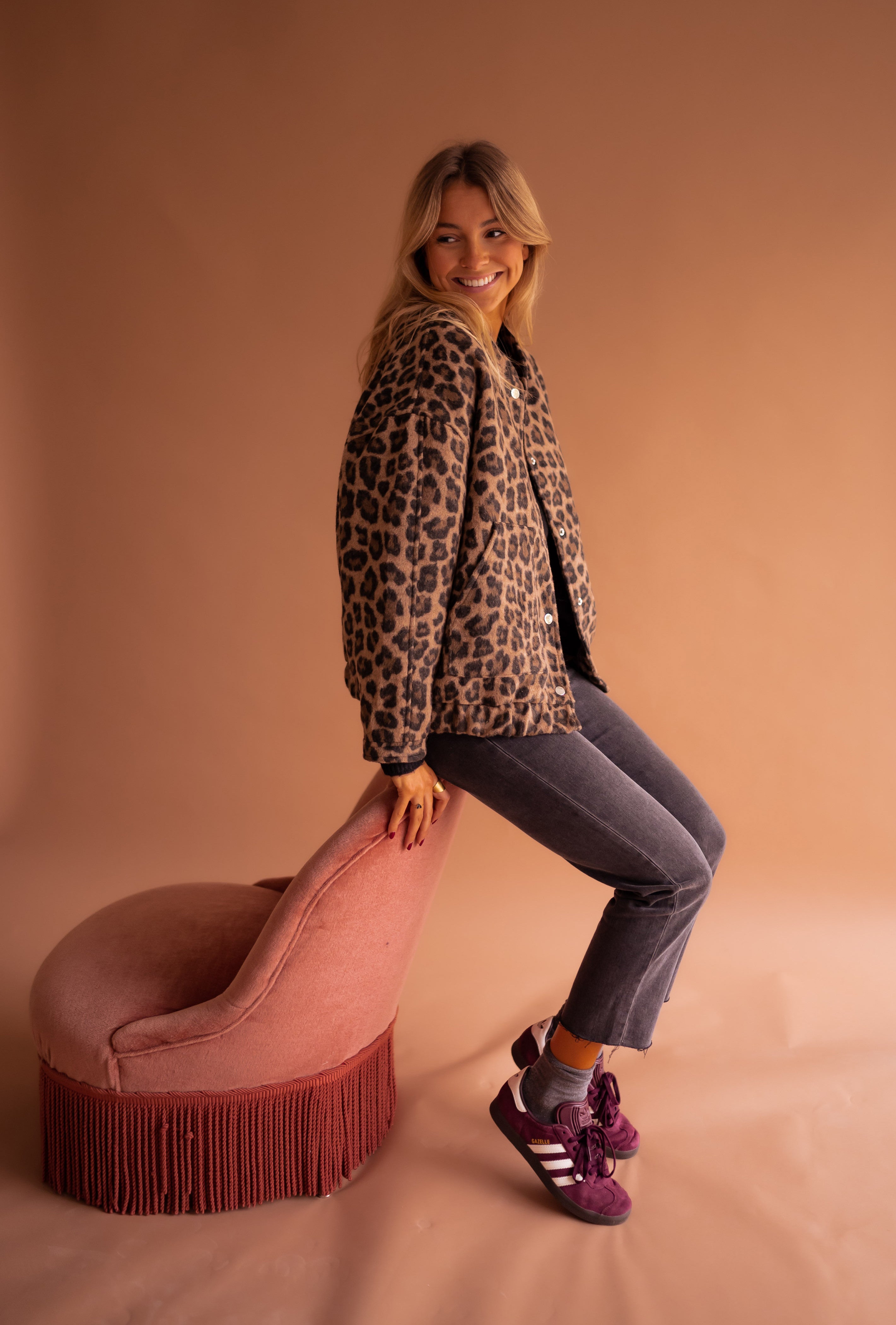 Women's Leopard Print Jacket - Relaxed Fit