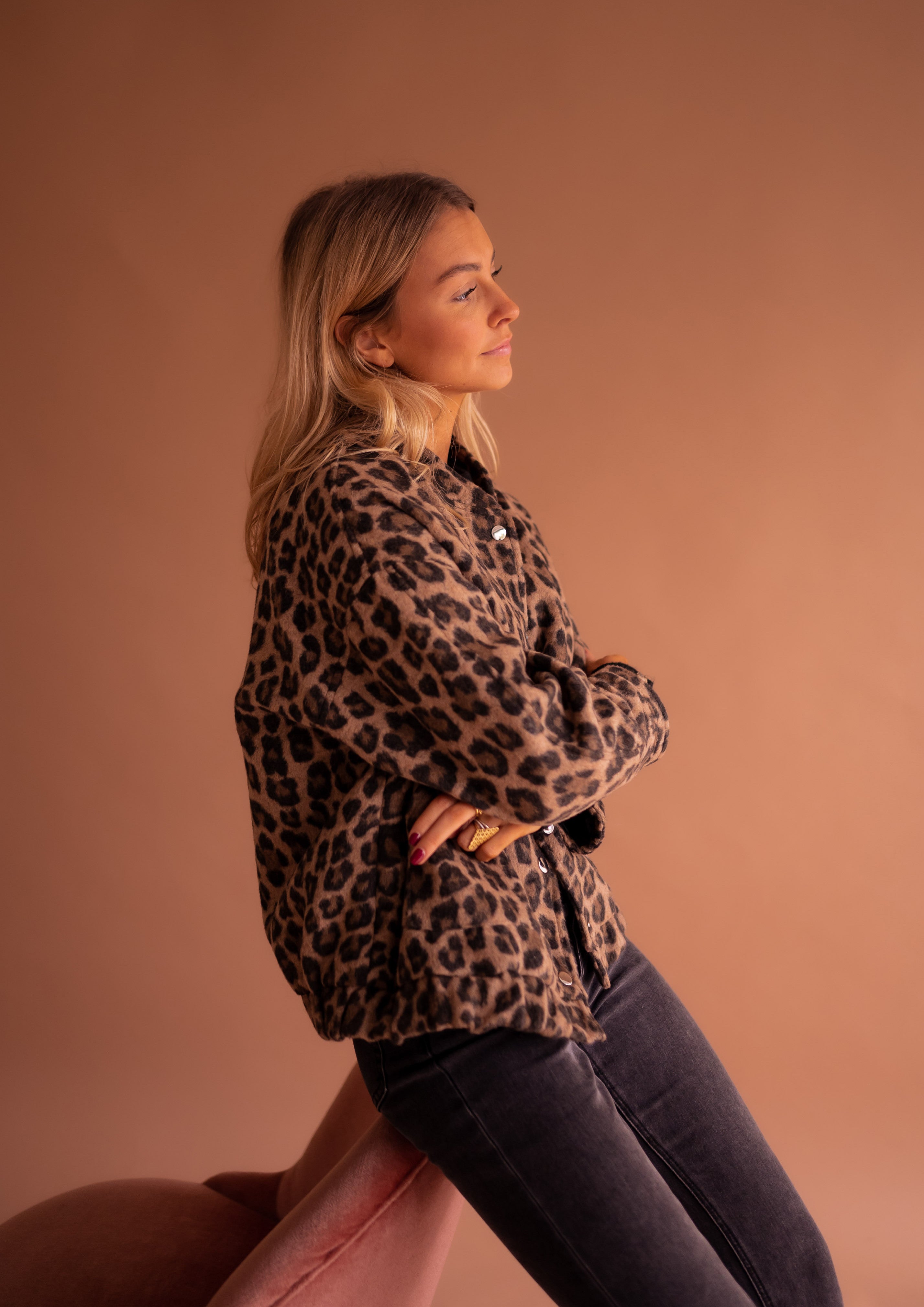 Women's Leopard Print Jacket - Relaxed Fit