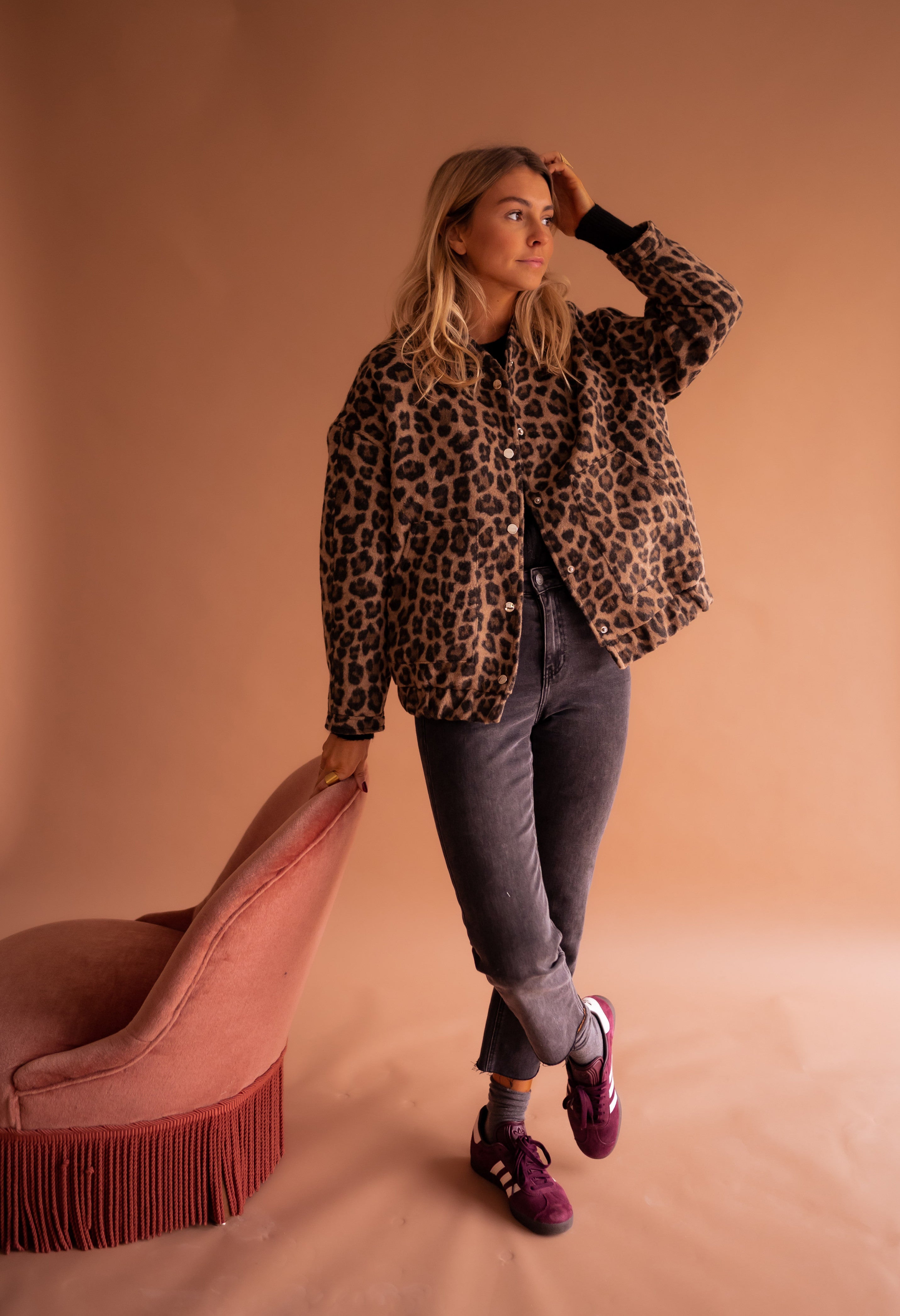 Women's Leopard Print Jacket - Relaxed Fit