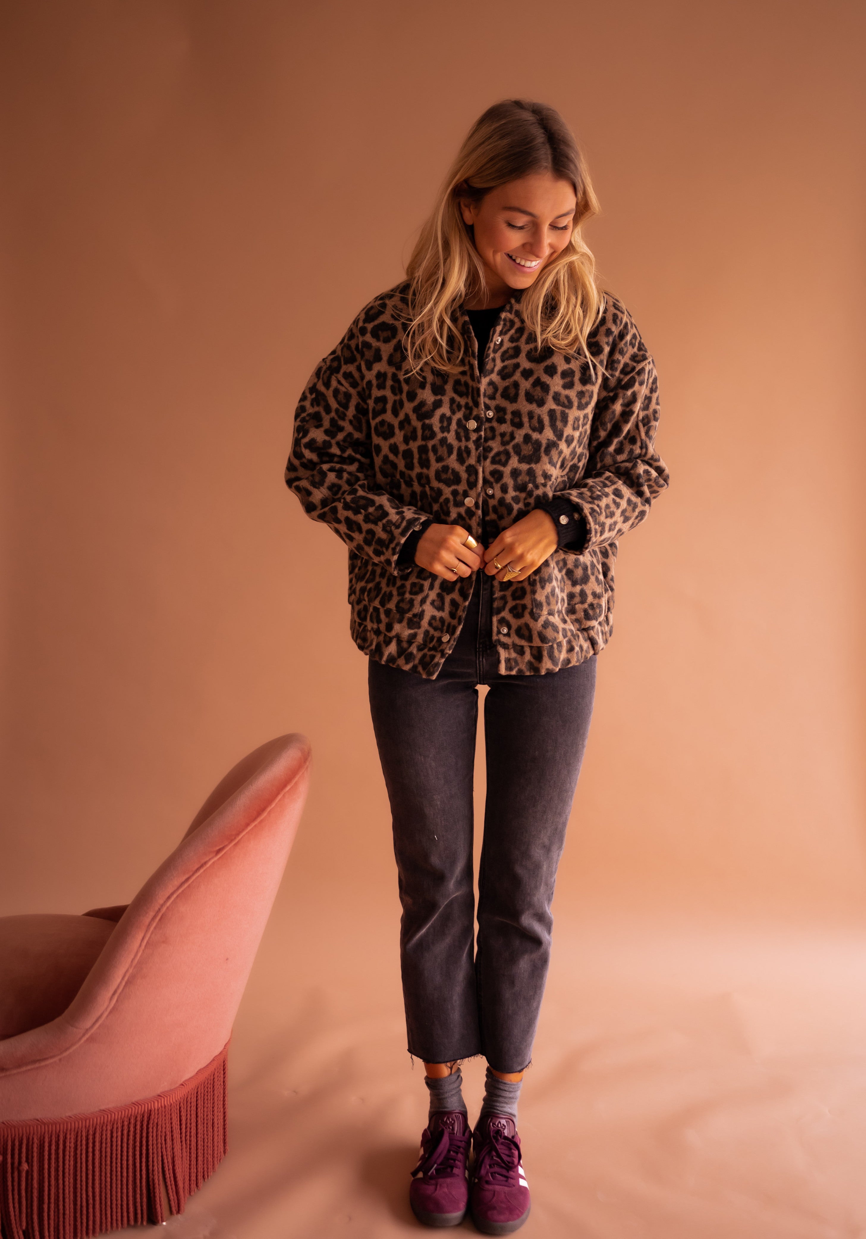 Women's Leopard Print Jacket - Relaxed Fit