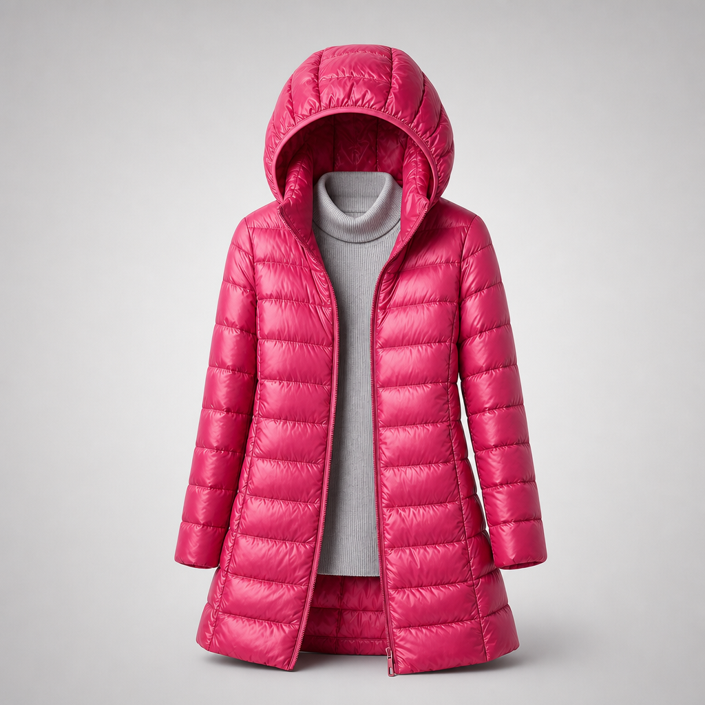 Women's Lightweight Longline Puffer Jacket – Hooded Autumn Coat