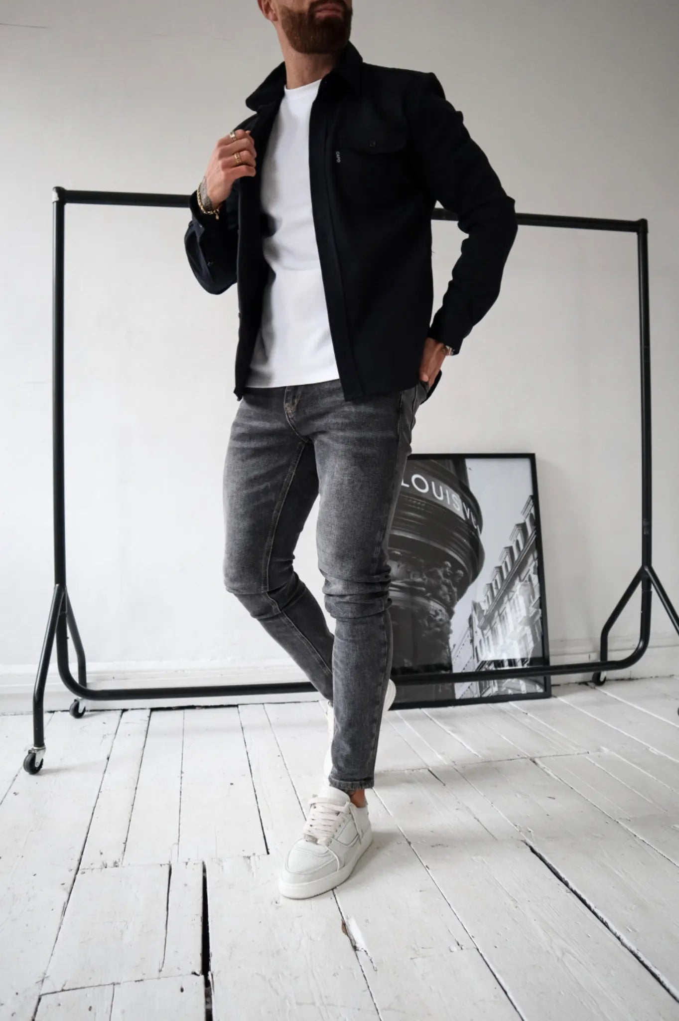 Men's Overshirt Jacket with Chest Pockets for Spring and Autumn Casual Lightweight