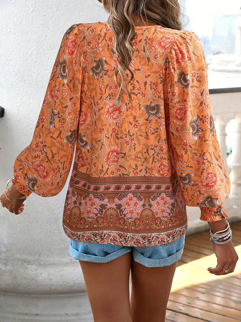 Women’s Floral Long Sleeve Boho Blouse