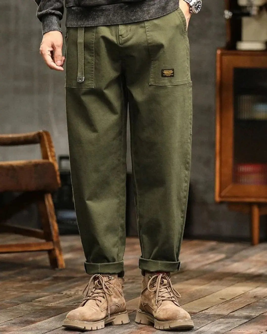 Men's Rugged Cargo Trousers with Pocket Panels