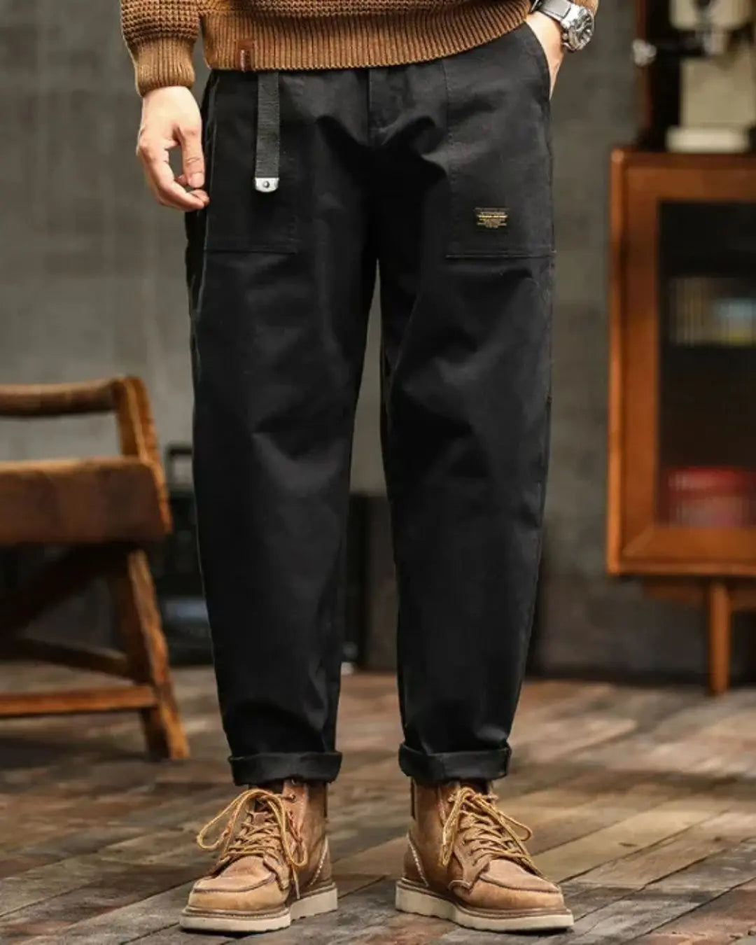 Men's Rugged Cargo Trousers with Pocket Panels