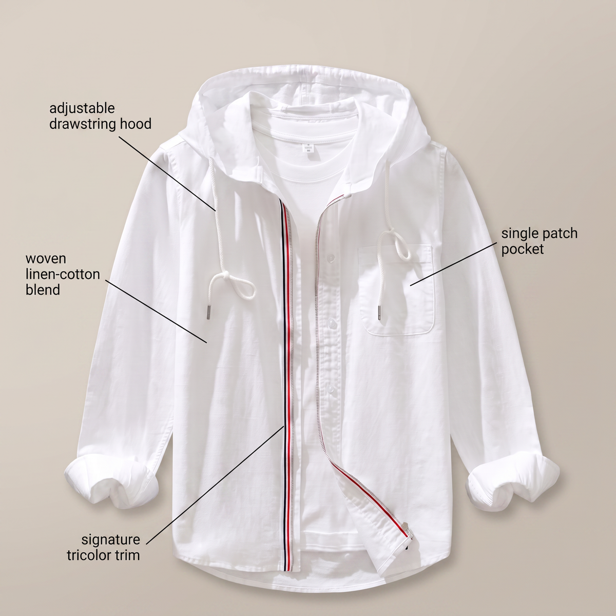 Men's Lightweight Hooded Shirt Jacket – Casual Layering Design