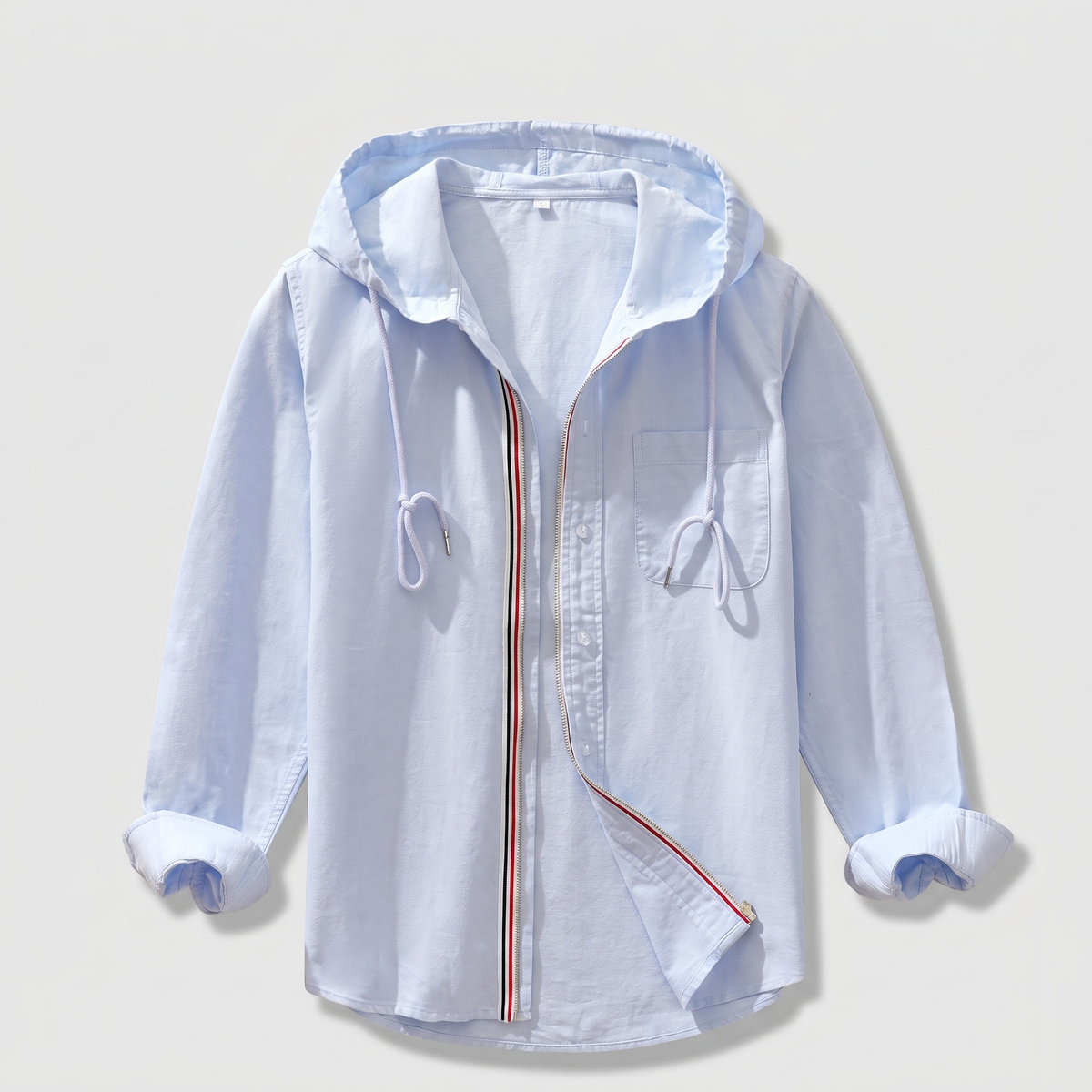 Men's Lightweight Hooded Shirt Jacket – Casual Layering Design