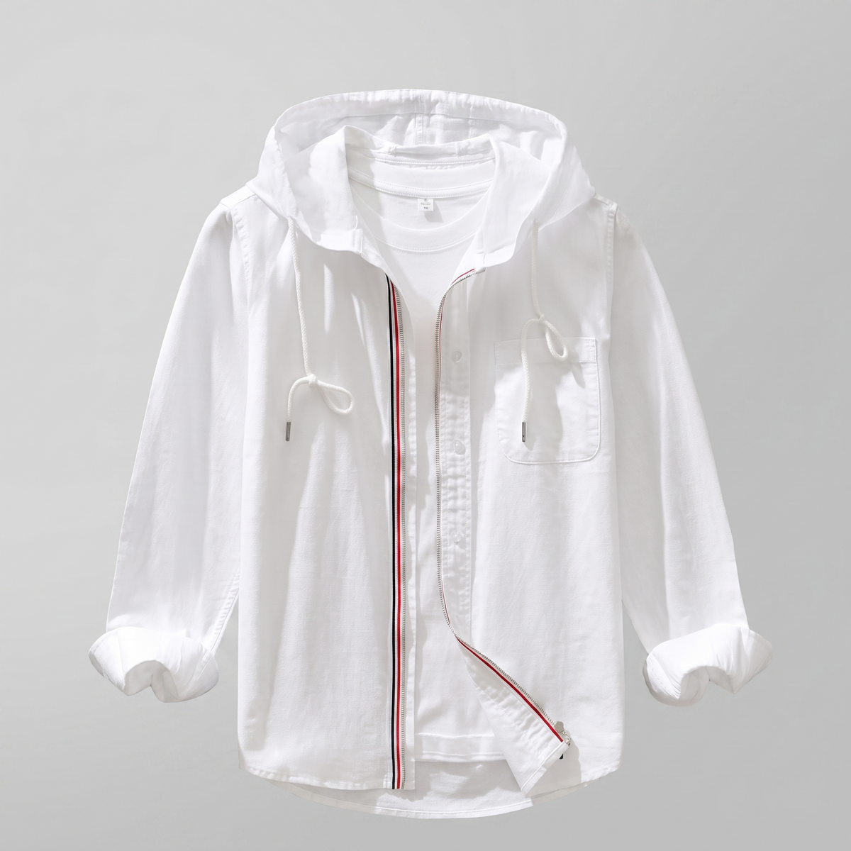 Men's Lightweight Hooded Shirt Jacket – Casual Layering Design