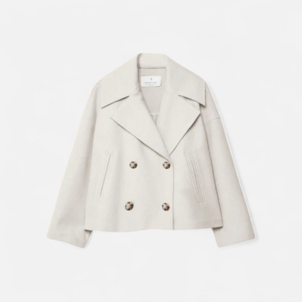 Women's Tailored Minimalist Jacket – Structured Wool Blend Design