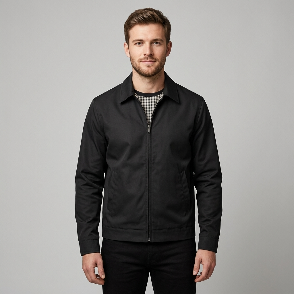 Men's Lightweight Lined Zip Jacket - Classic Point Collar