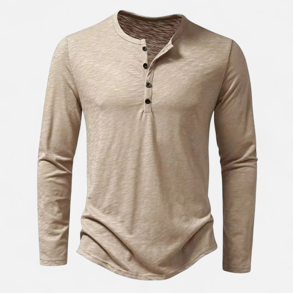 Men's Long Sleeve Cotton Henley – Slim Fit Button Neck Shirt