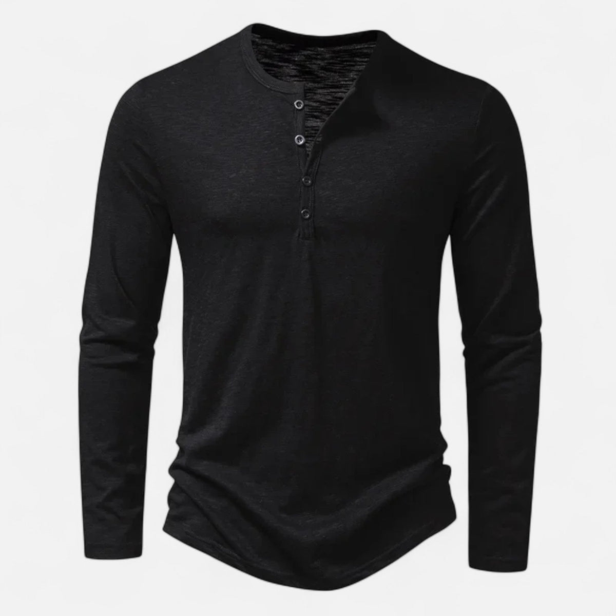 Men's Long Sleeve Cotton Henley – Slim Fit Button Neck Shirt