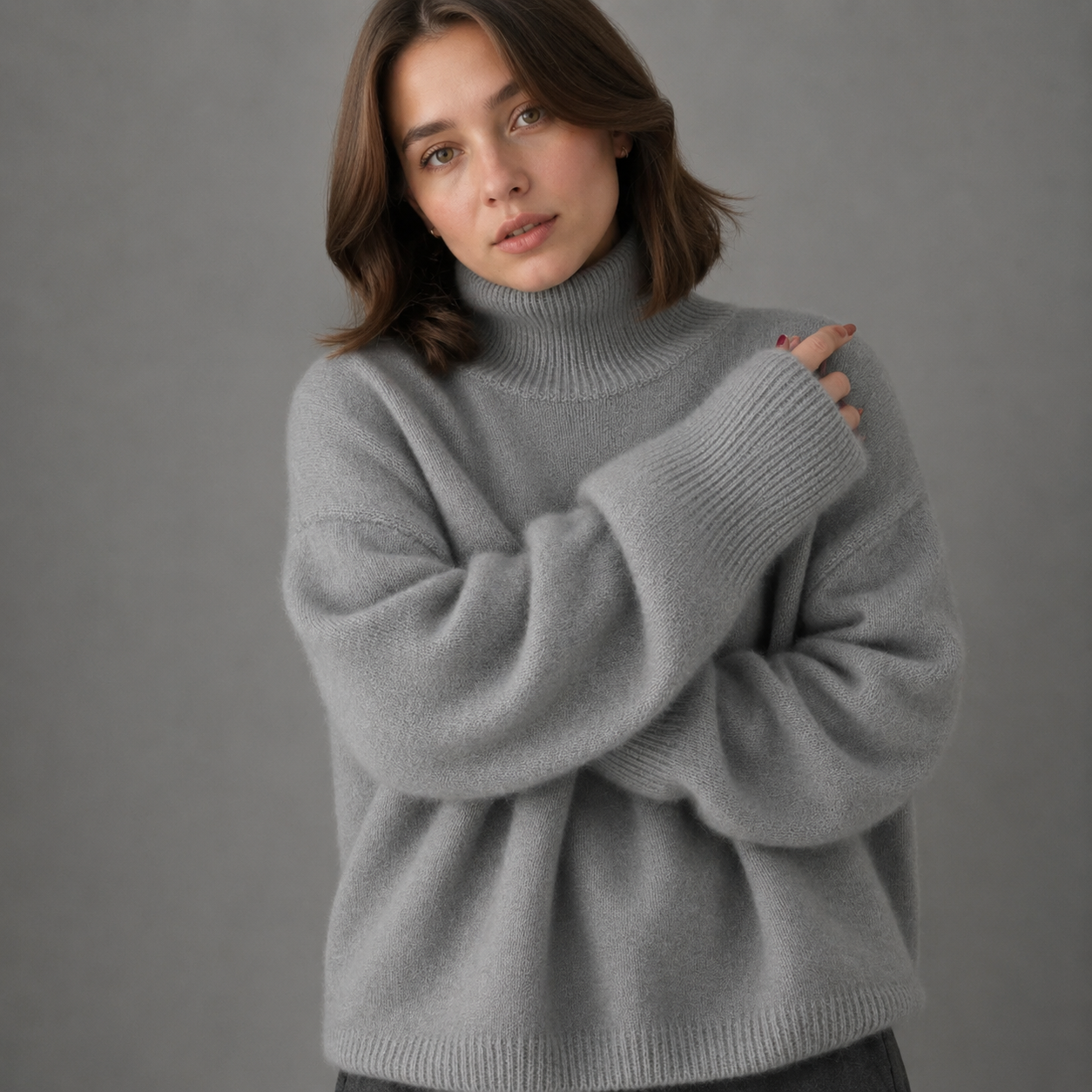 Women's Oversized Cashmere Blend Turtleneck Jumper – Soft Warm Knit