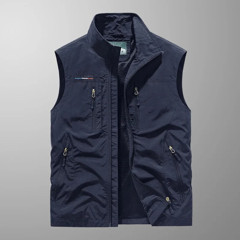 Men's Bodywarmer with Zip and Stand-Up Collar Outdoor Vest
