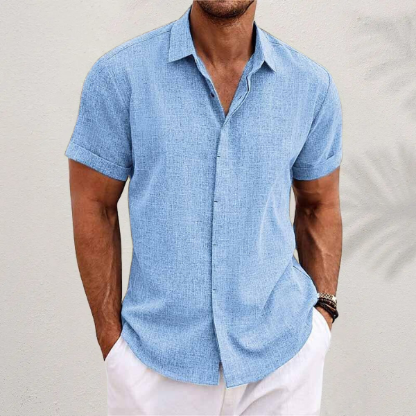 Men's Linen Shirt with Short Sleeves