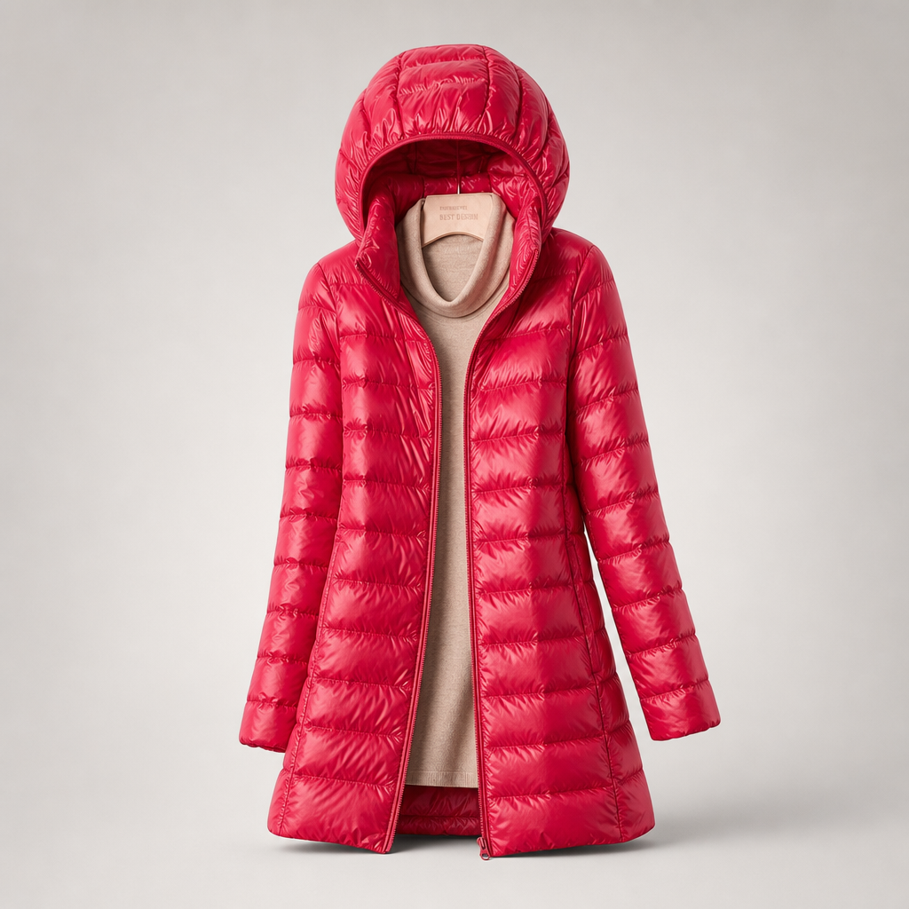 Women's Lightweight Longline Puffer Jacket – Hooded Autumn Coat