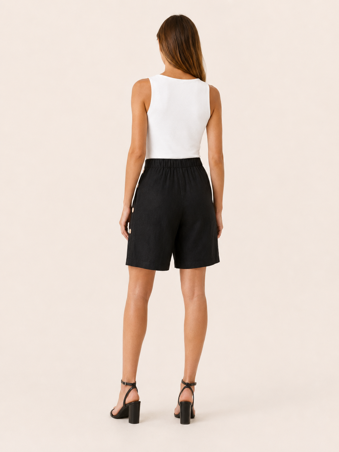 High-Waisted Shorts with Button Detail Tailored Fit