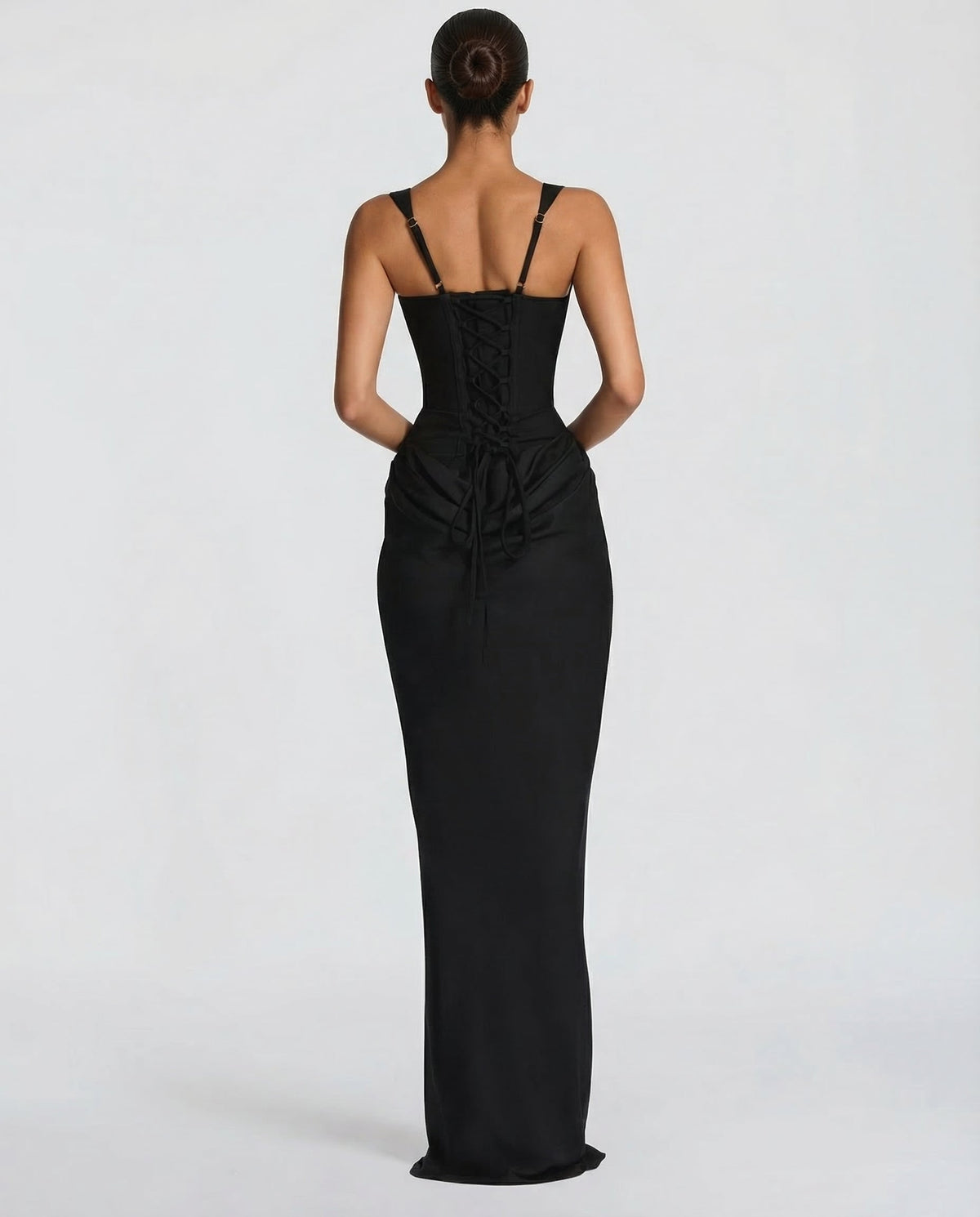 Women's Draped Corset Maxi Dress – Square Neck Evening Gown