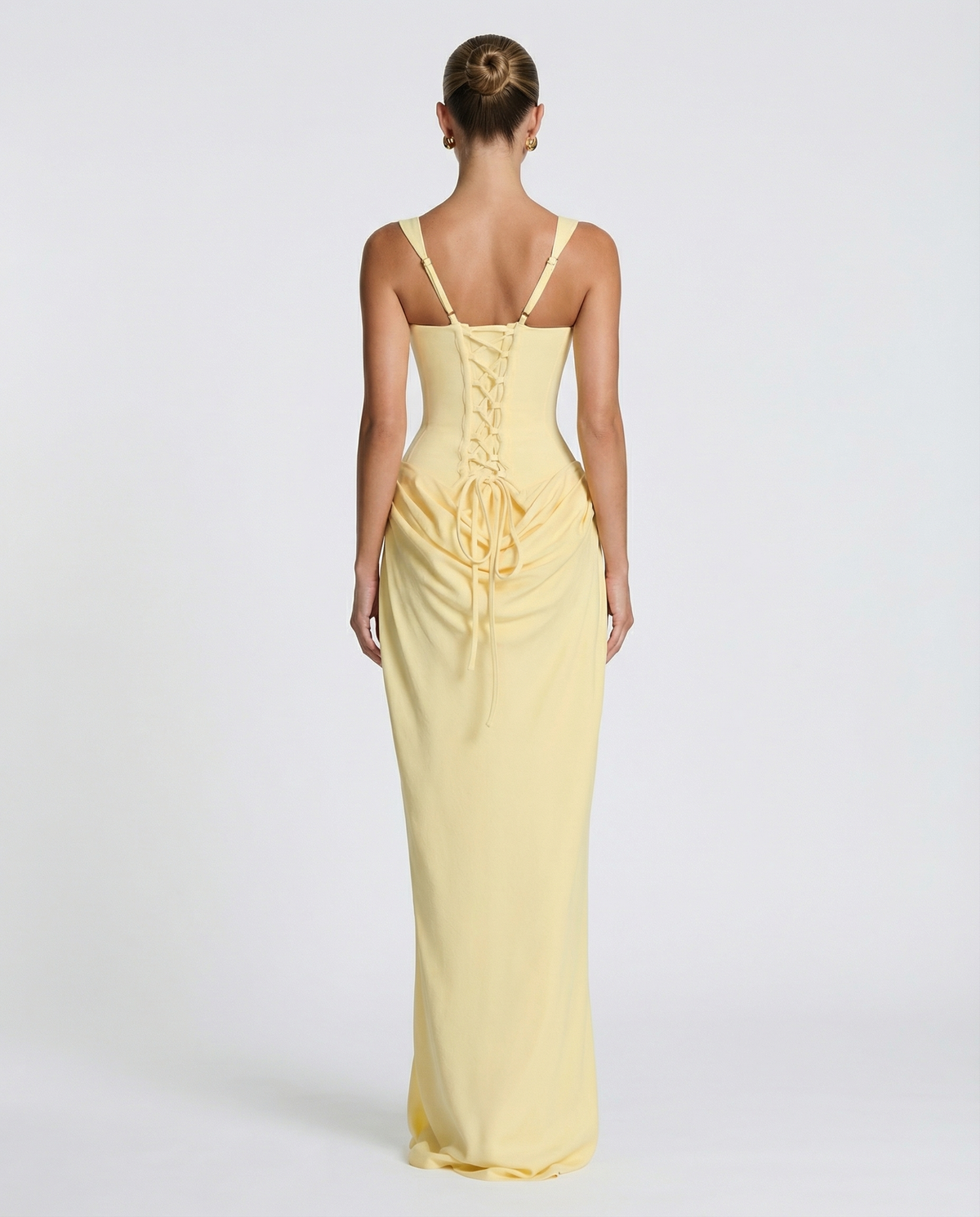 Women's Draped Corset Maxi Dress – Square Neck Evening Gown