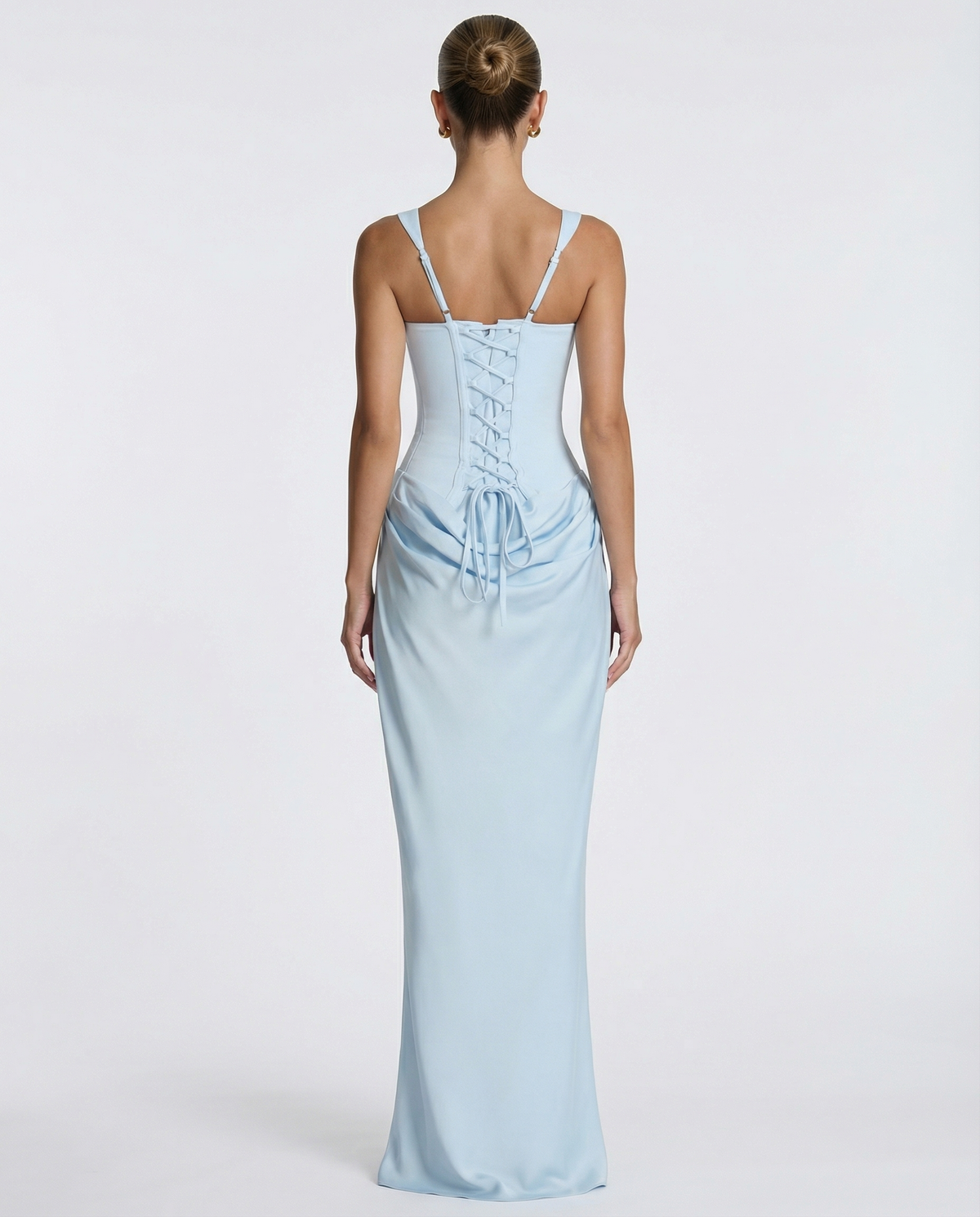 Women's Draped Corset Maxi Dress – Square Neck Evening Gown