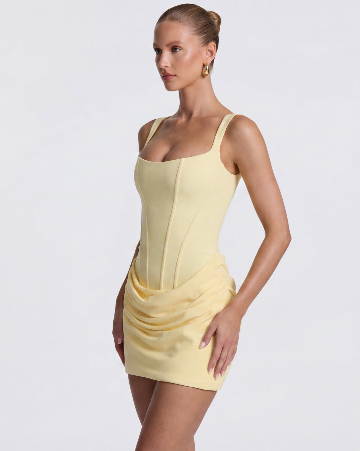 Women's Draped Mini Dress – Structured Bodice Evening Style