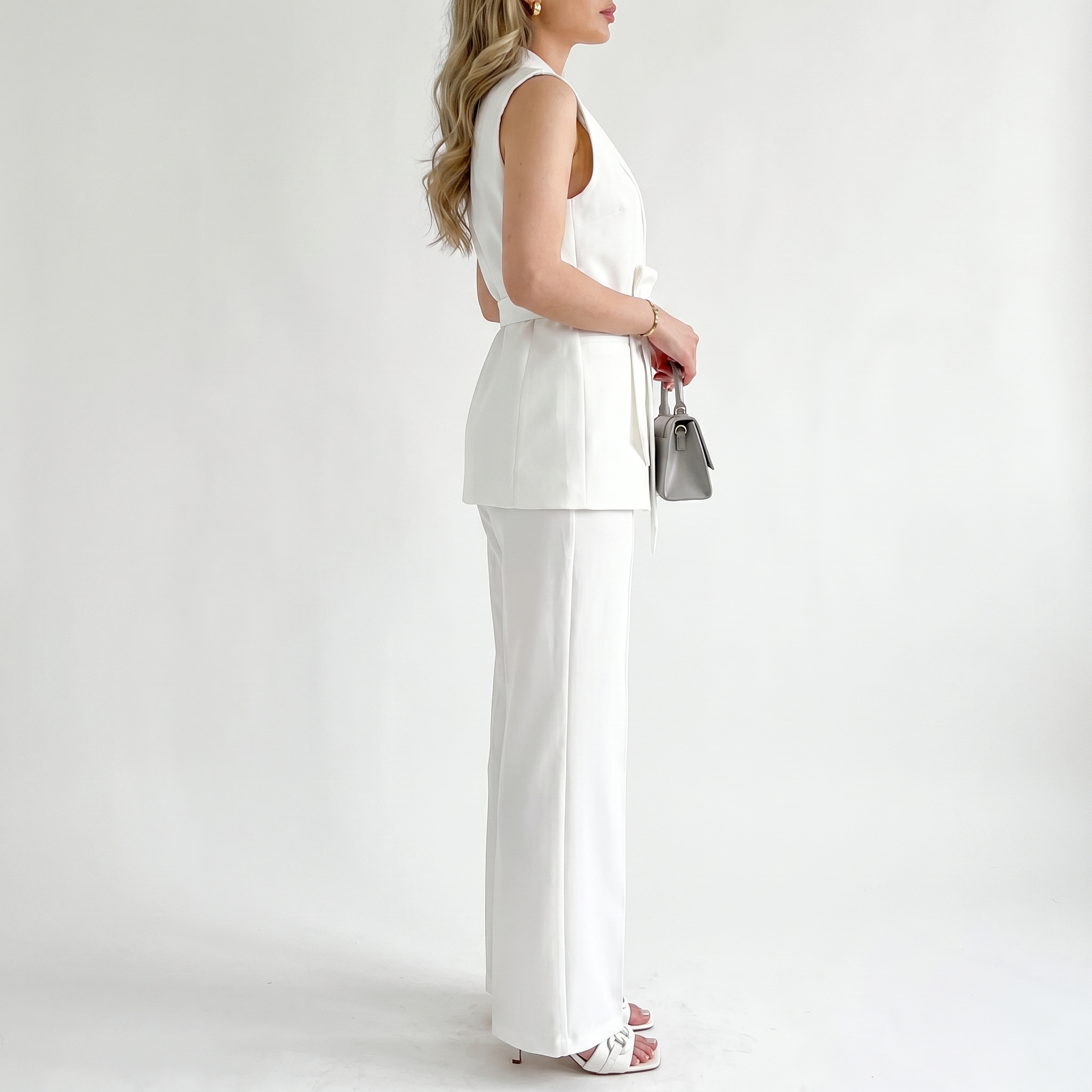 Aurelia White Co-ord Set | Wrap Blazer & Straight Leg Trouser Two Piece Suit Women