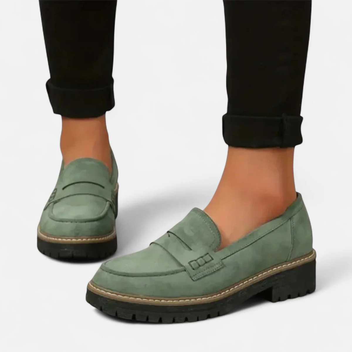 Women's Chunky Penny Loafers – Lug Sole Slip-On Shoes