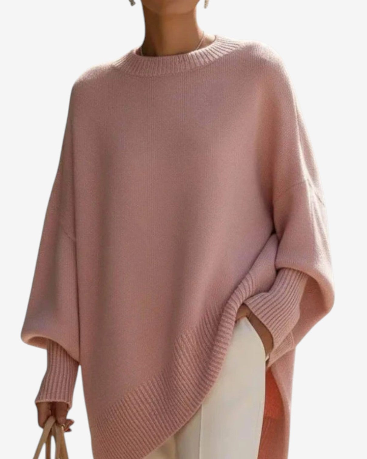 Women’s Oversized Knitted Poncho Jumper – Relaxed Fit