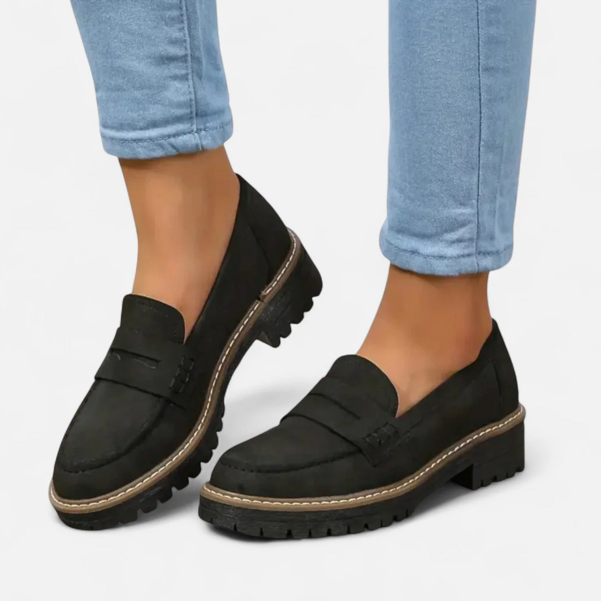 Women's Chunky Penny Loafers – Lug Sole Slip-On Shoes