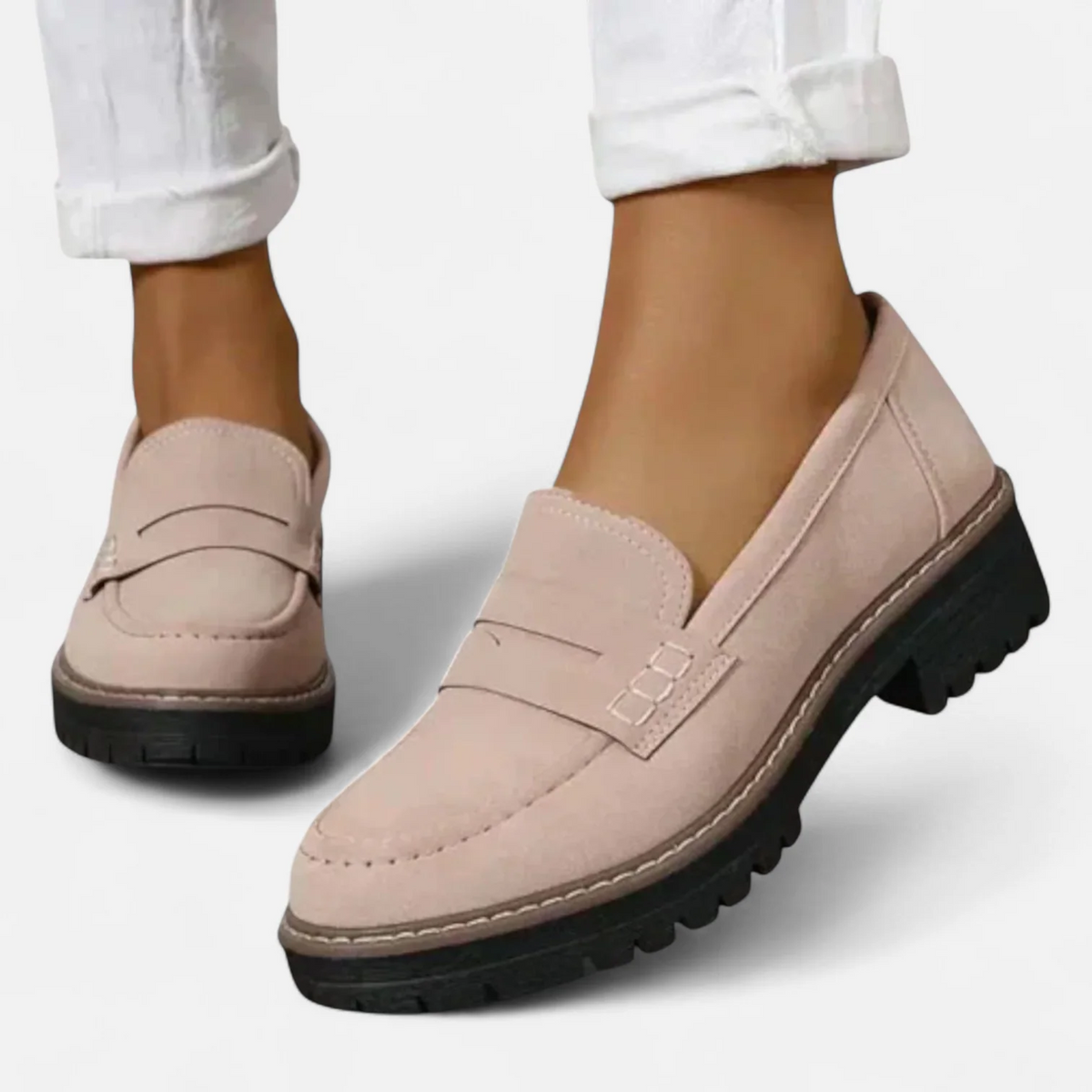 Women's Chunky Penny Loafers – Lug Sole Slip-On Shoes