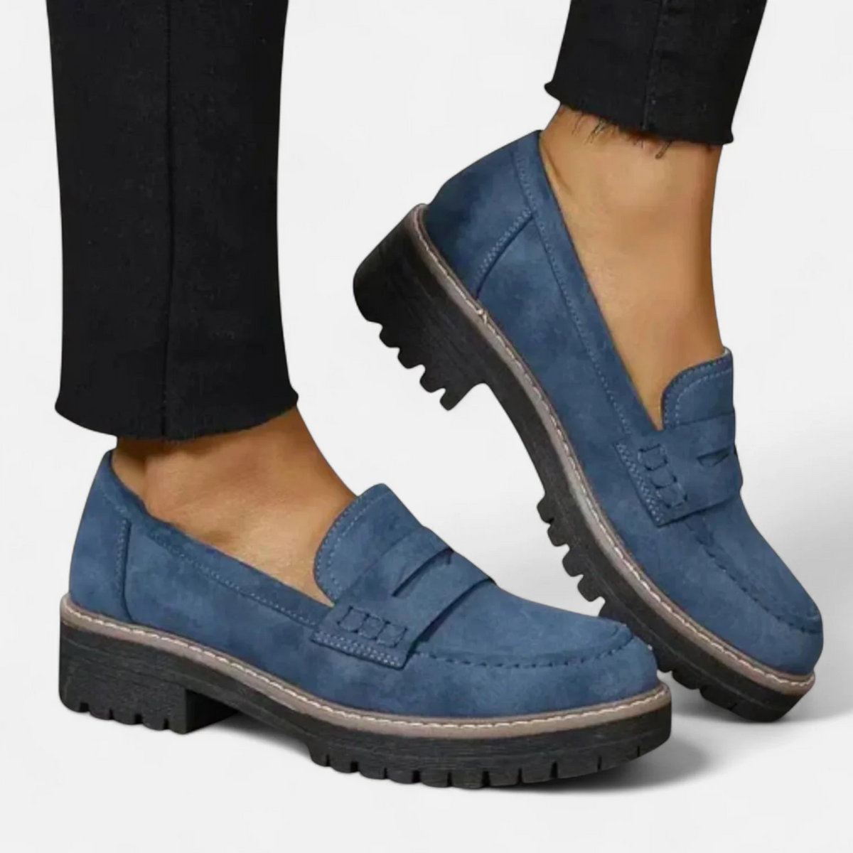Women's Chunky Penny Loafers – Lug Sole Slip-On Shoes