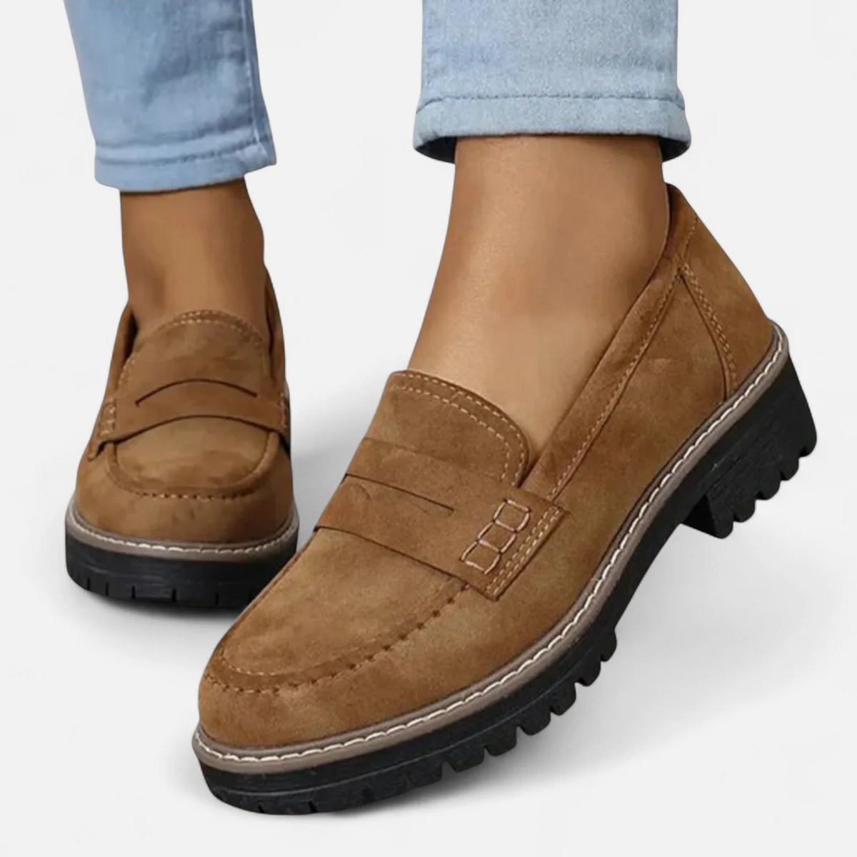 Women's Chunky Penny Loafers – Lug Sole Slip-On Shoes