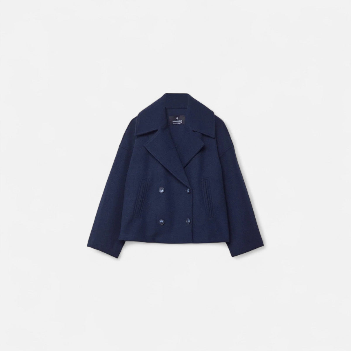 Women's Tailored Minimalist Jacket – Structured Wool Blend Design