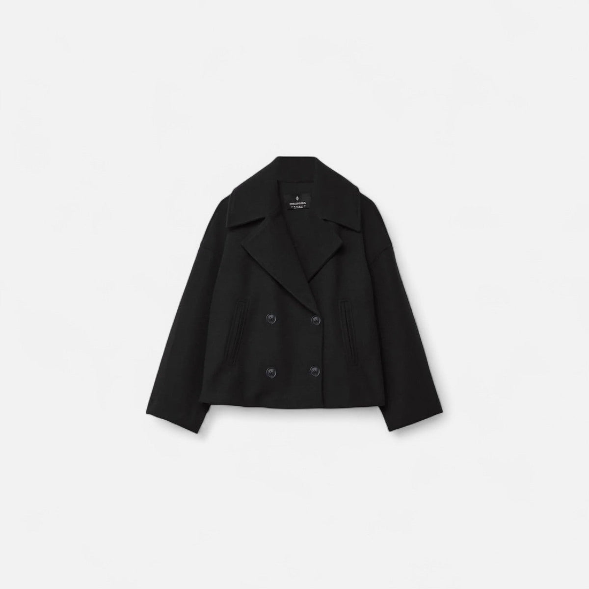 Women's Tailored Minimalist Jacket – Structured Wool Blend Design