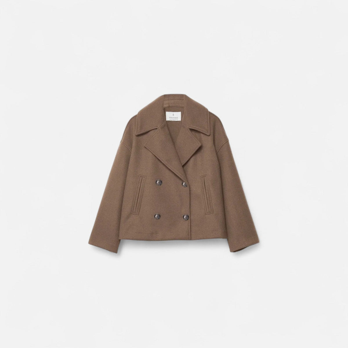 Women's Tailored Minimalist Jacket – Structured Wool Blend Design