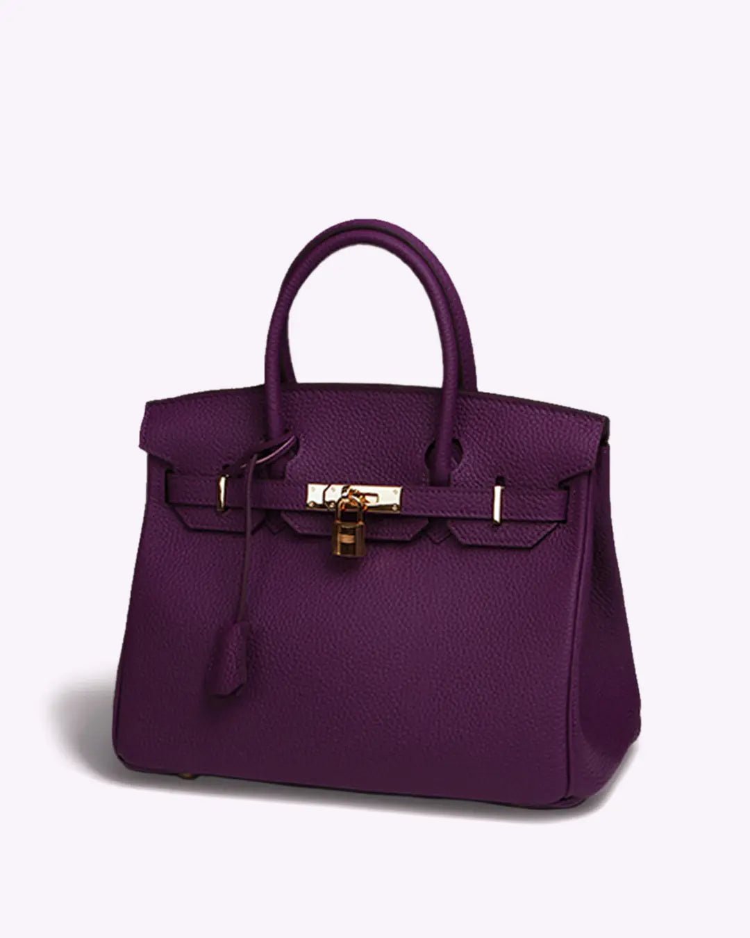 Women's Structured Top Handle Bag – Gold-Tone Lock Handbag