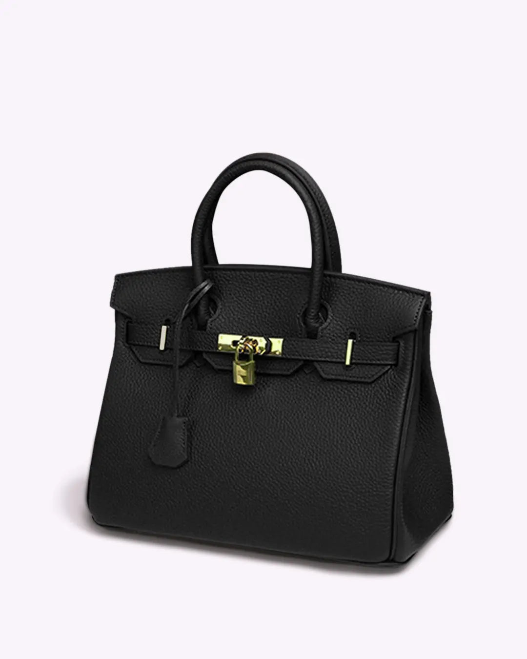 Women's Structured Top Handle Bag – Gold-Tone Lock Handbag