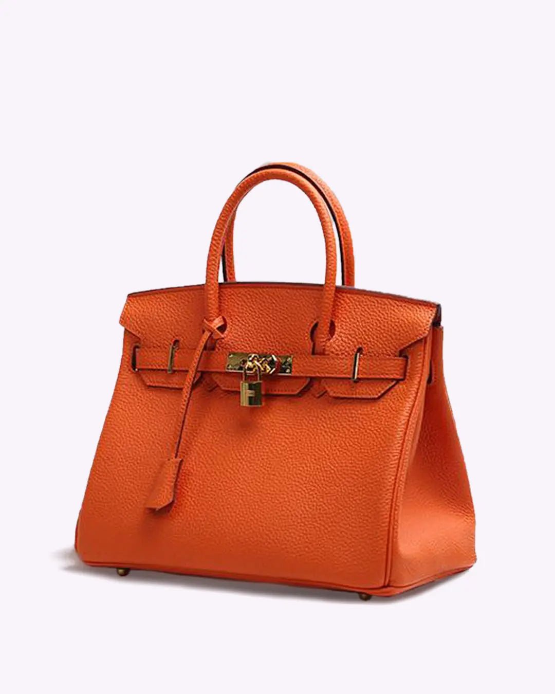 Women's Structured Top Handle Bag – Gold-Tone Lock Handbag
