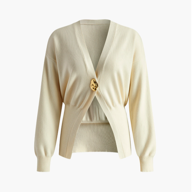 Women's Gold-Button Knitted Cardigan - Structured Fit