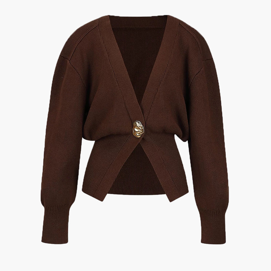 Women's Gold-Button Knitted Cardigan - Structured Fit