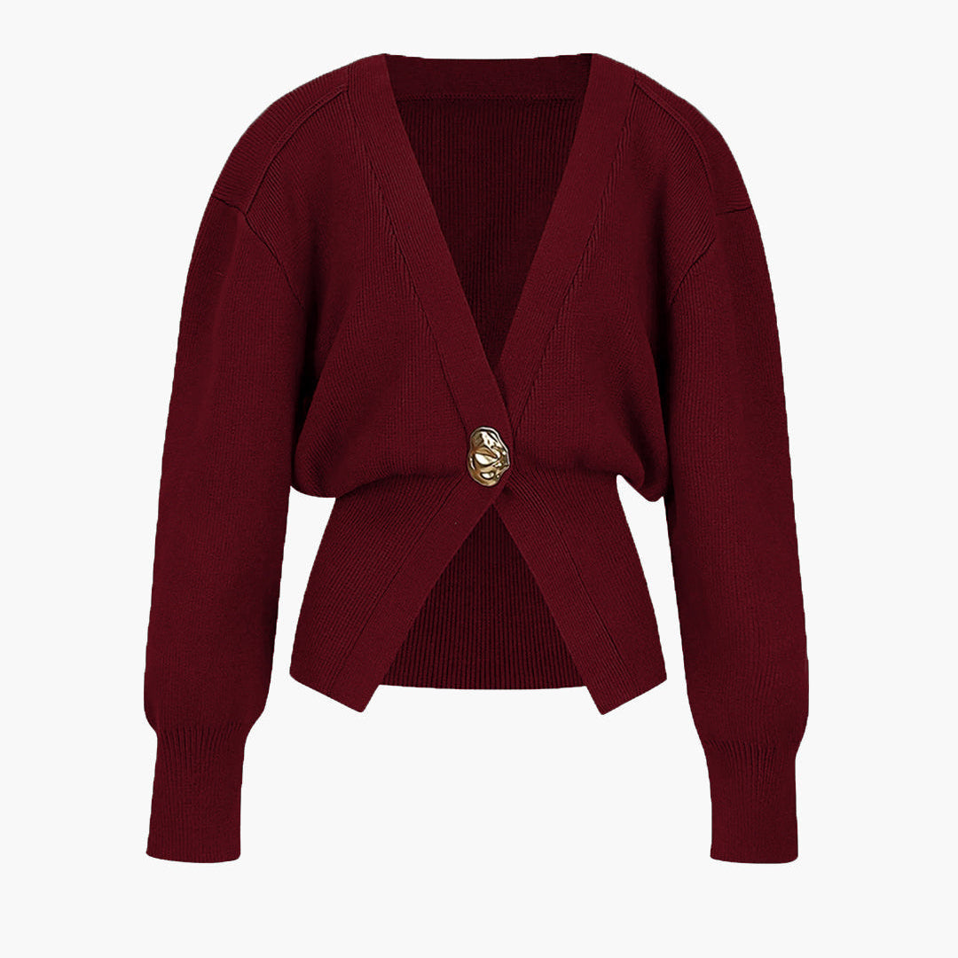 Women's Gold-Button Knitted Cardigan - Structured Fit