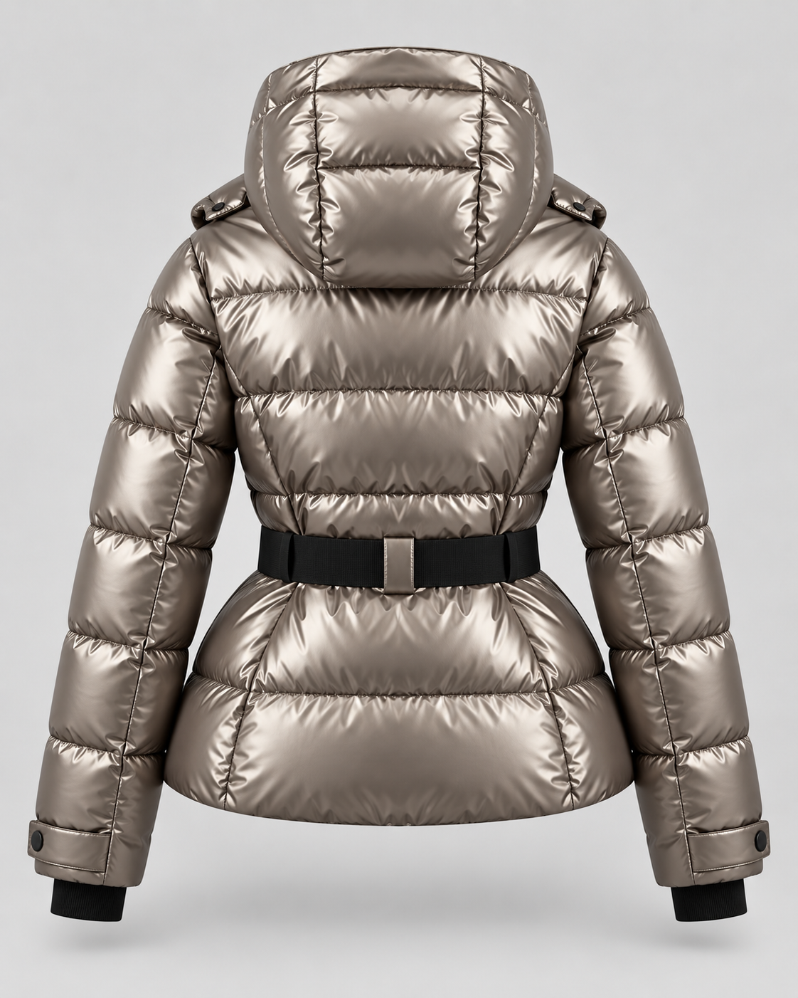 Women's Hooded Belted Puffer Jacket – Tailored Winter Coat