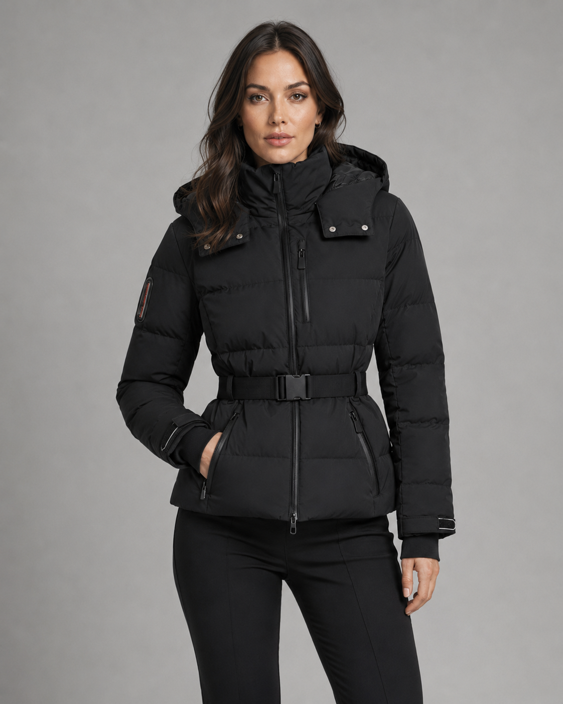Women's Hooded Belted Puffer Jacket – Tailored Winter Coat