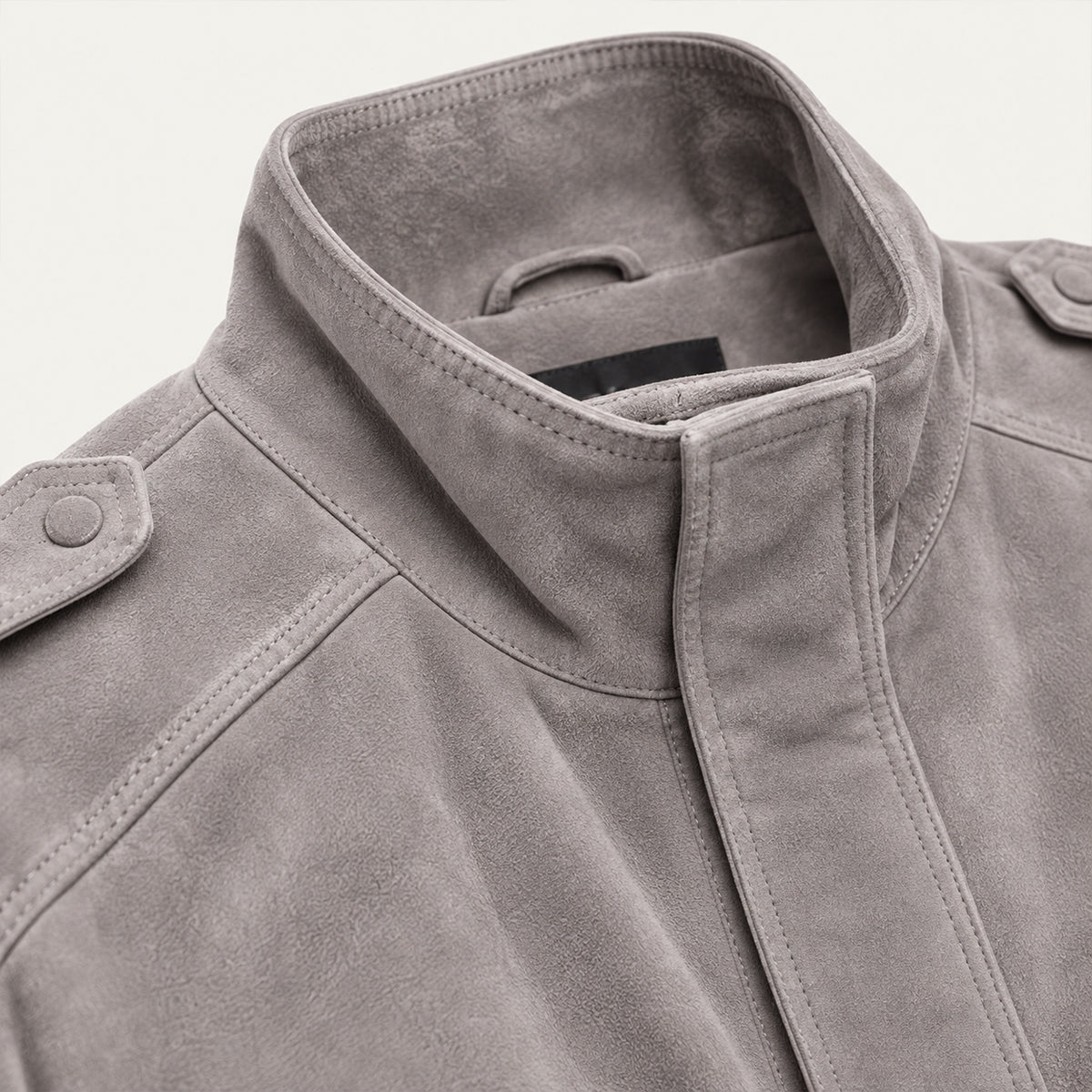 Women's Gray Suede Bomber, Short Length