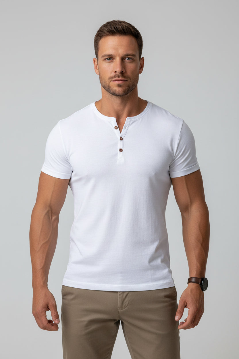 Men’s Henley T-Shirt - Muscle Fit