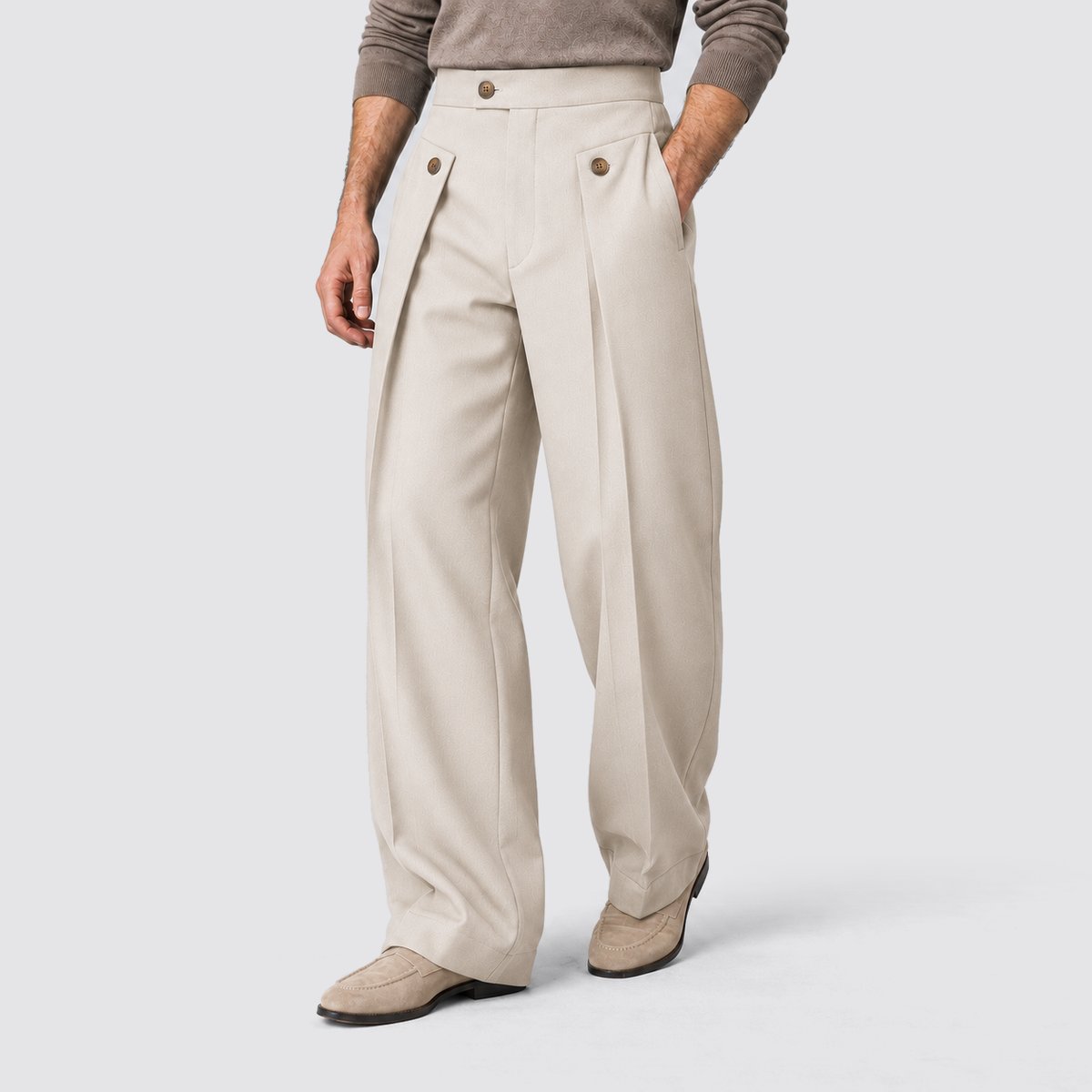 Men's Wide-Leg Pleated Trousers with front pleats – Relaxed Tailored Fit