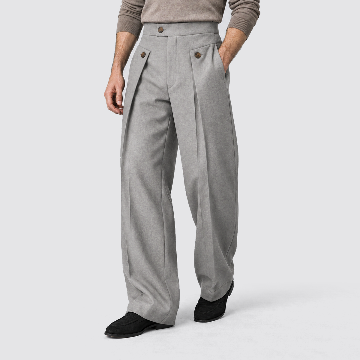 Men's Wide-Leg Pleated Trousers with front pleats – Relaxed Tailored Fit
