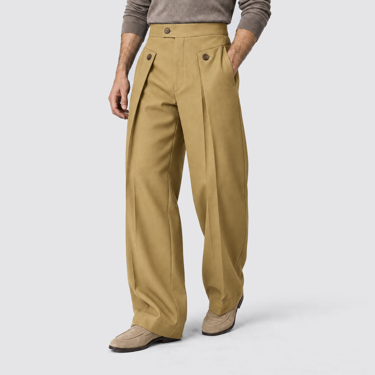 Men's Wide-Leg Pleated Trousers with front pleats – Relaxed Tailored Fit