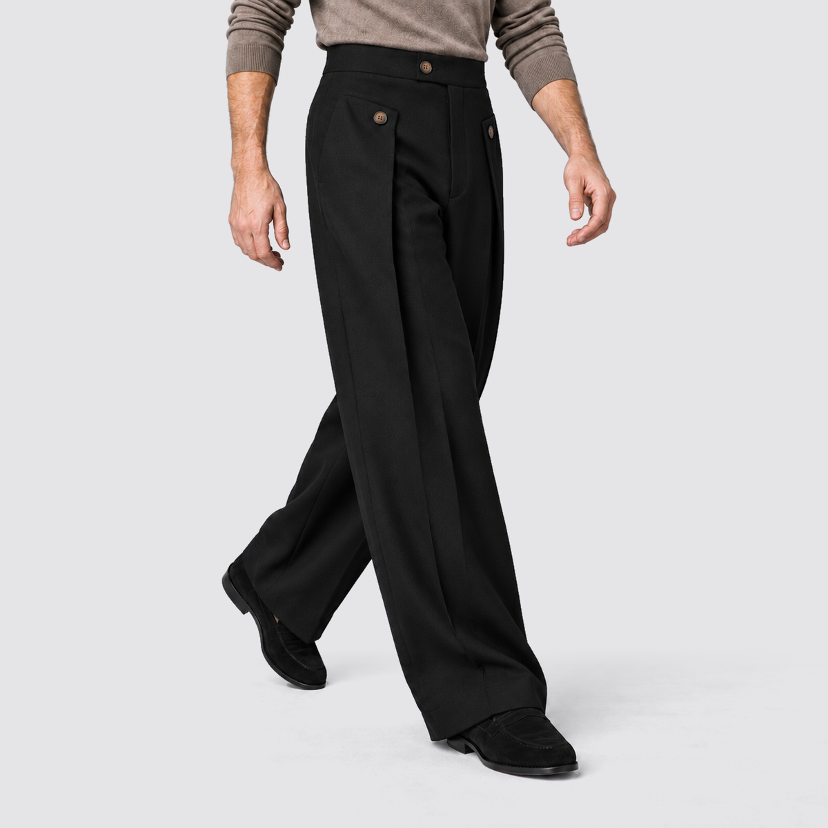 Men's Wide-Leg Pleated Trousers with front pleats – Relaxed Tailored Fit